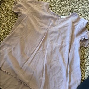 DR2 Lavender Short Sleeve Ruffle-Hem Blouse